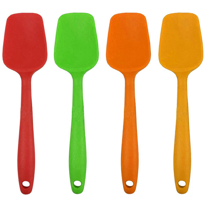 4 Set Silicone Mini Spoon Spatula 2 in1 Non Stick Heat Resistant Scraper Kitchen
