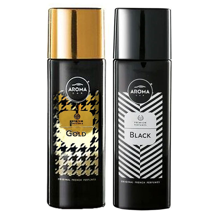 2 Luxury Car Air Freshener Spray Gold Black Fragrance European Scent Aroma 50ml