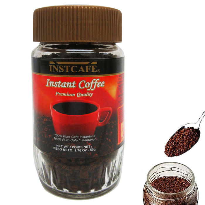 1 Jar Instant Coffee Gourmet Dark Roast 100% Pure 50g Premium Flavor Ground Cafe