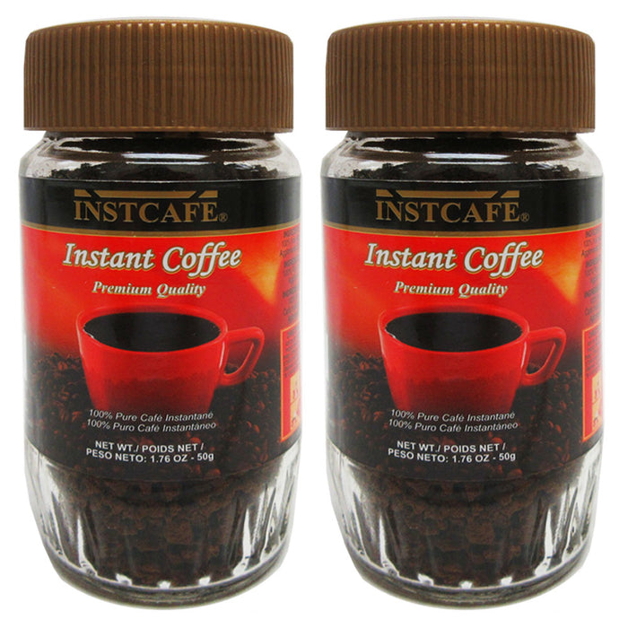 2 Pk Premium Instant Coffee 100% Pure Gourmet Flavor Ground Cafe Dark Roast 50g