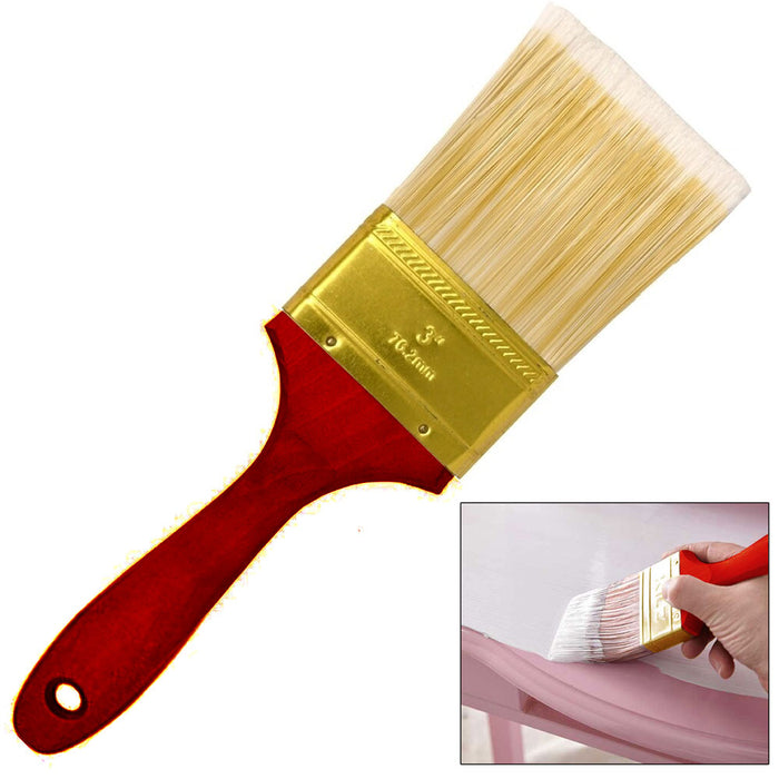 1 Pc 3" Paint Brush Wood Handle Professional Polyester Bristle Interior Exterior