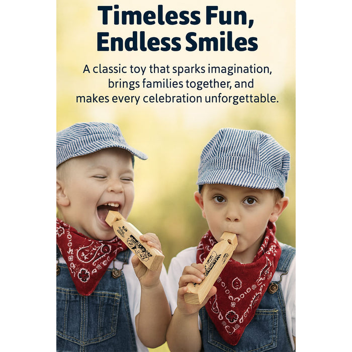 2 Pc Wooden Train Whistles 5-3/4" Kids Party Favors Thomas Theme Fun Classic Toy