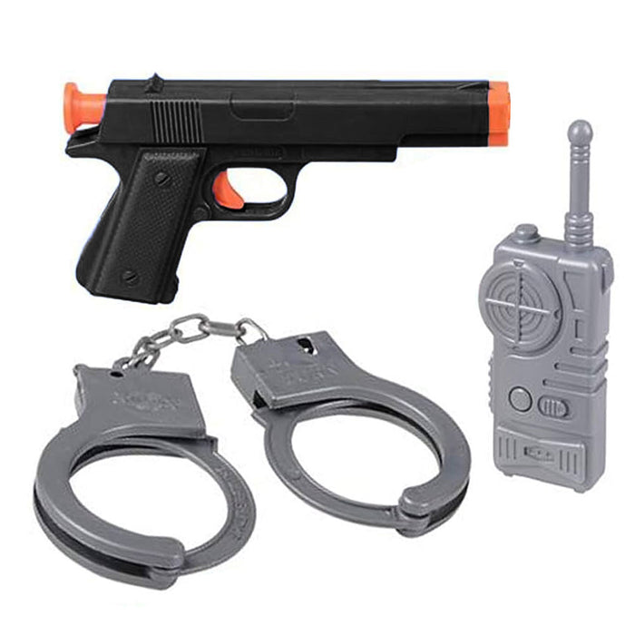 6 Pc Police Pretend Play Set Toy Gun Handcuffs Radio Sheriff Costume Party Favor