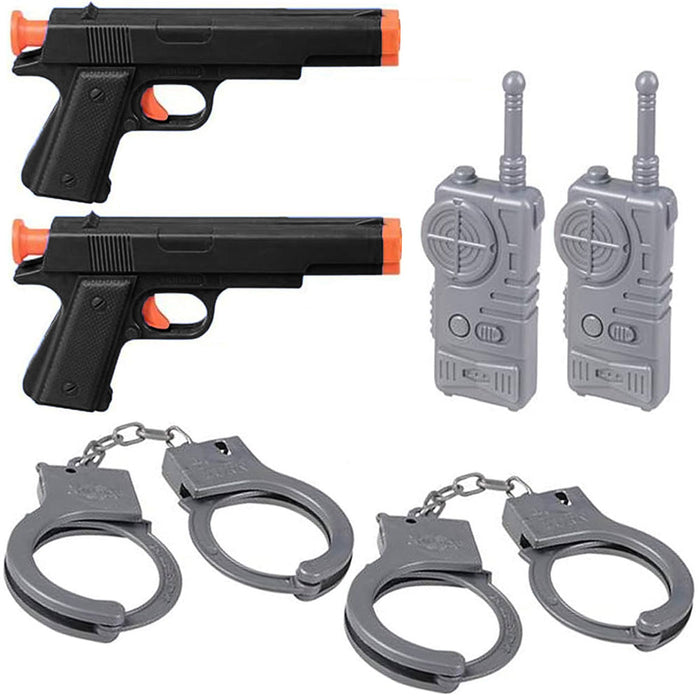 6 Pc Police Pretend Play Set Toy Gun Handcuffs Radio Sheriff Costume Party Favor