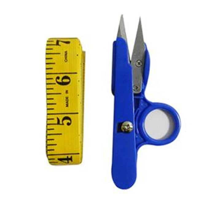 2 Pc Sewing Thread Snip Scissors Tape Measure Measuring Trimming Fabric Cutter
