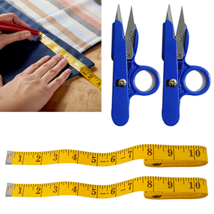 4 Pc Embroidery Sewing Snips Tape Measure Thread Cutter Scissors Nipper Trimmer