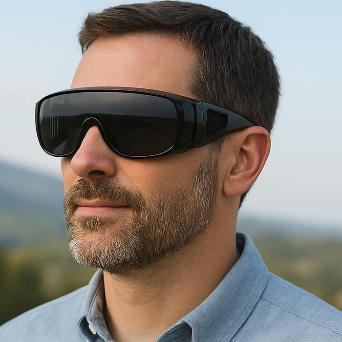 Large Fit Over Sunglasses Safety Cover All Lens UV Protection Eye Wear Black NEW