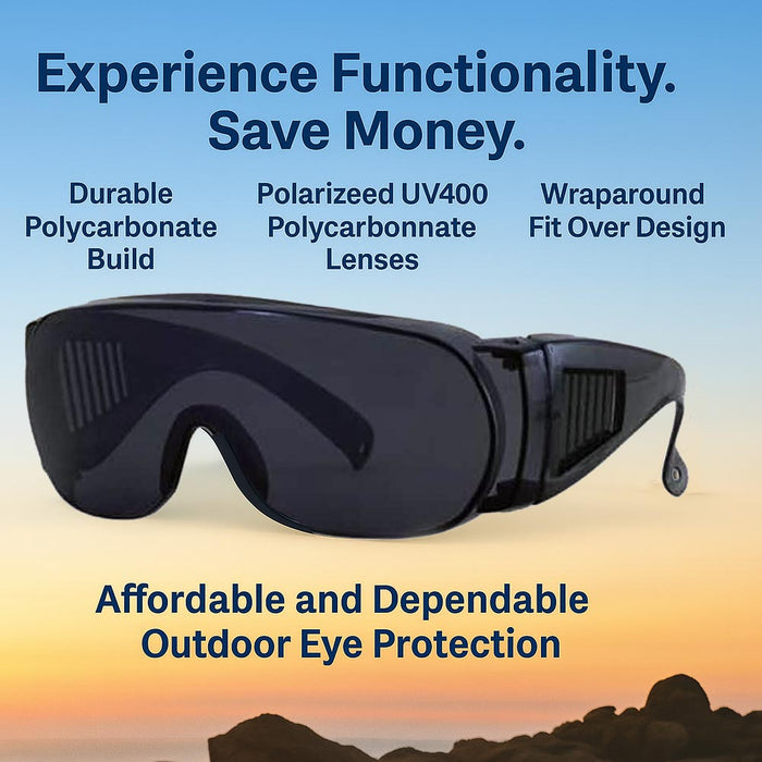 Large Fit Over Sunglasses Safety Cover All Lens UV Protection Eye Wear Black NEW