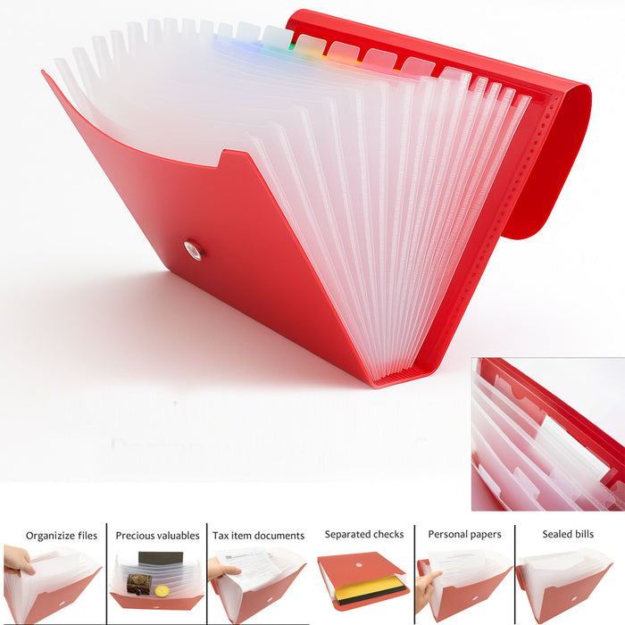 13 Pocket Folder Poly File Expanding Document Accordion Organizer Divider Office