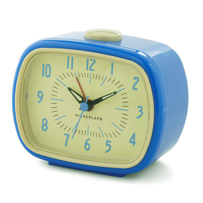 Kikkerland Retro Alarm Clock Vintage Old Time Classic Style Hands Glow Dark Blue