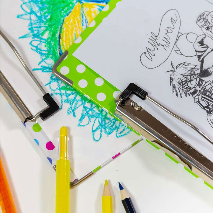 4 Standard Clipboards Bright Colors Polka Dot Low Profile Clip Hard Board Letter