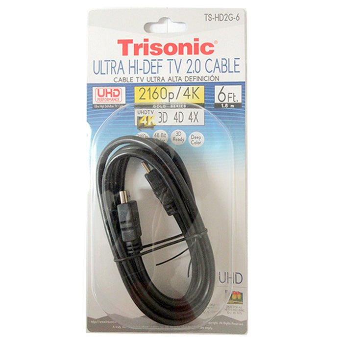 High Speed Cable 6FT Premium Long 4K 2160P v2.0 HD TV Adapter Cord 3D 4D