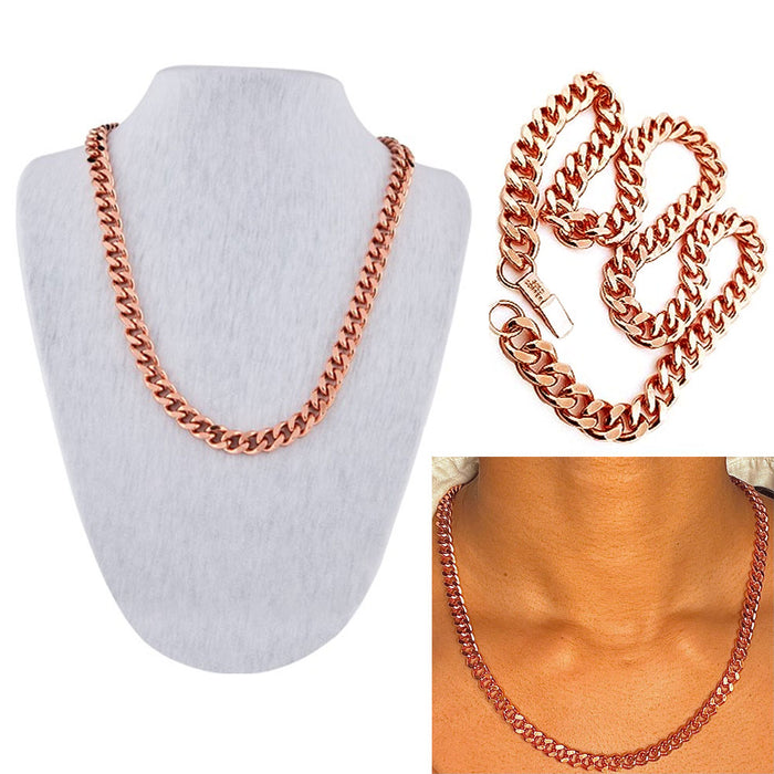 1 Pure Copper Necklace Cuban Link 24" Heavy Solid Statement Jewelry Chain Unisex