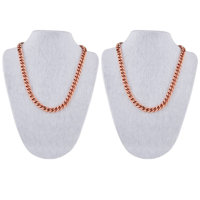 2 Pc Pure Solid Copper Cuban Chain Necklace Curb Link Rider Arthritis Unisex 24"