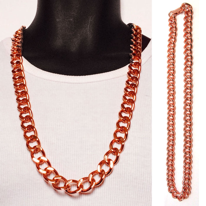 1 Pure Copper Chunky Cuban Link Necklace 24" Heavy Solid Statement Jewelry Chain
