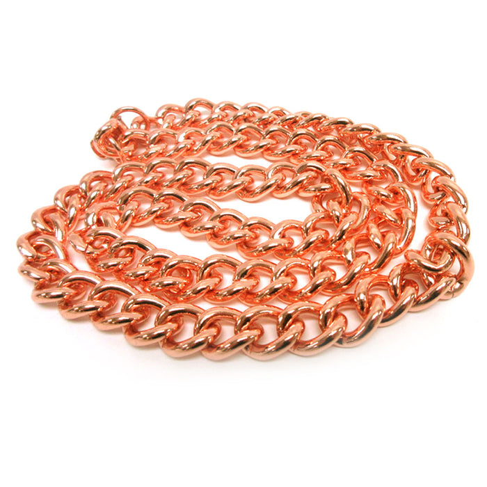 2 Pc Mens Cuban Link Necklace Bracelet Set Pure Copper 24" Solid Chain Jewelry
