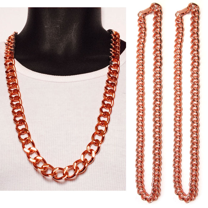 2 Pc Chunky Cuban Link Pure Copper Necklace 24" Solid Statement Jewelry Chain