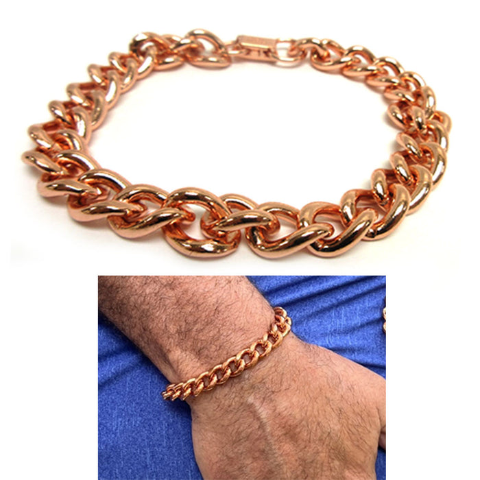 2 Pure Solid Copper Bracelet Cuban Chain Link Wrist Arthritis Health Pain Relief