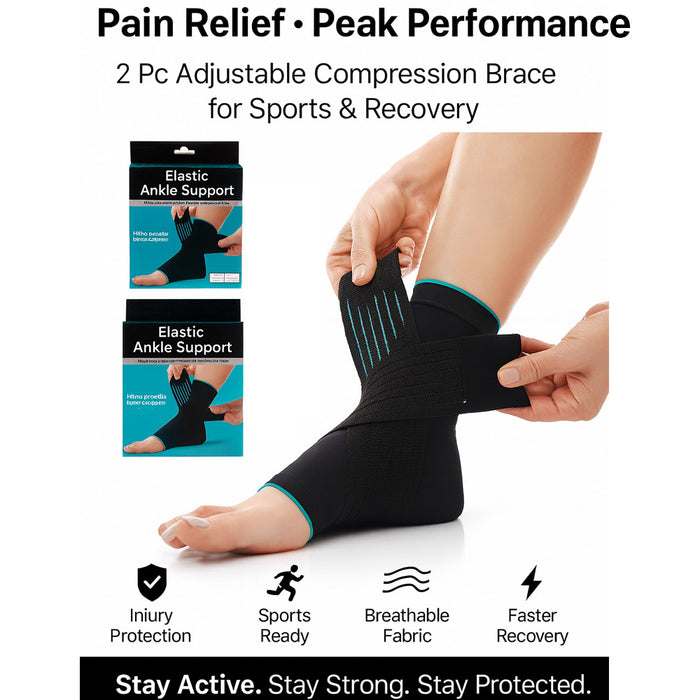 1 Elastic Ankle Support Adjustable Brace Sports Wrap Compression Protection M