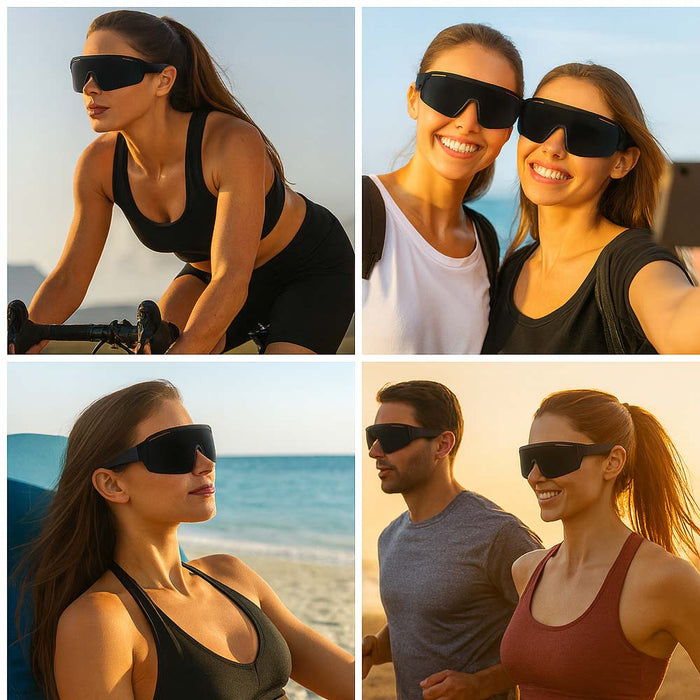 1 Men Women Shield Wrap Sunglasses Designer Fashion Shades Oversized Glasses Blk