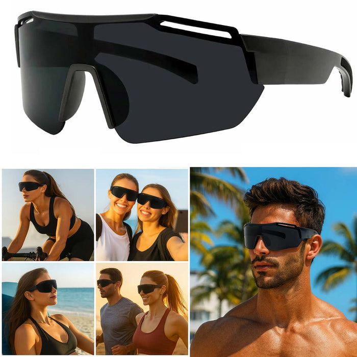 1 Men Women Shield Wrap Sunglasses Designer Fashion Shades Oversized Glasses Blk