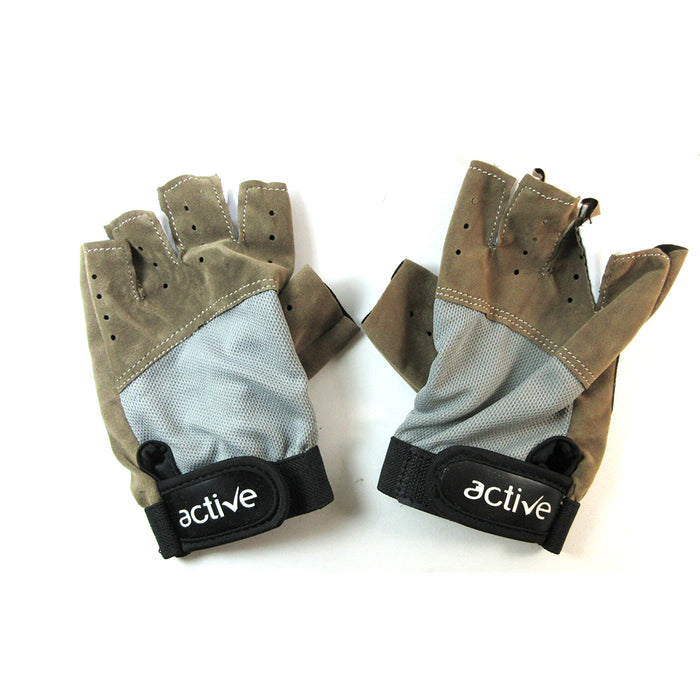 Cycling Gloves Padded Half Finger MTB Bike Bicycle Glove Sports Strap M-L Brown