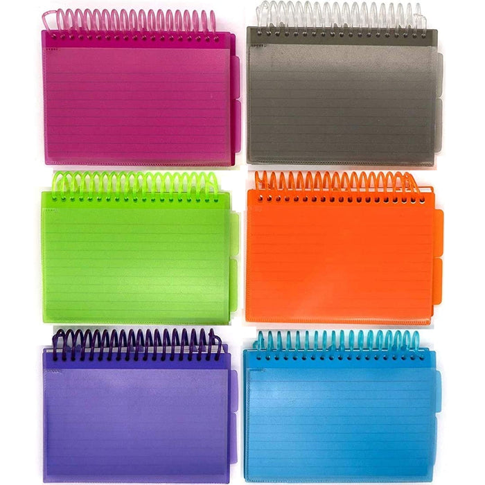 2pc Poly Spiral Bound Index Cards 3" X 5" Ruled 50Ct 2 Tabs School Office Colors