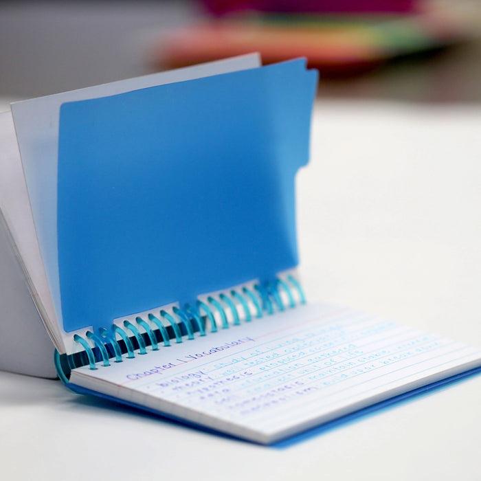 4pc Ruled Index Cards 3" X 5" Poly Spiral Bound 50 Sheets 2 Tabs Dividers School