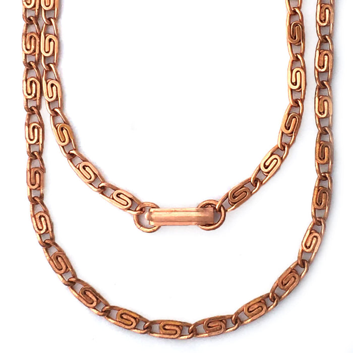 2 Pure Copper Necklace Set Celtic Scroll Link 18" 24" Solid Jewelry Fine Chain
