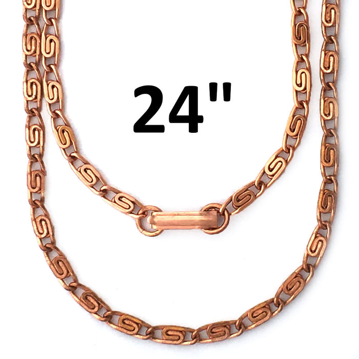 3 Pc Pure Copper Necklace Bracelet Set Celtic Scroll Link 18" 24" Chain Jewelry