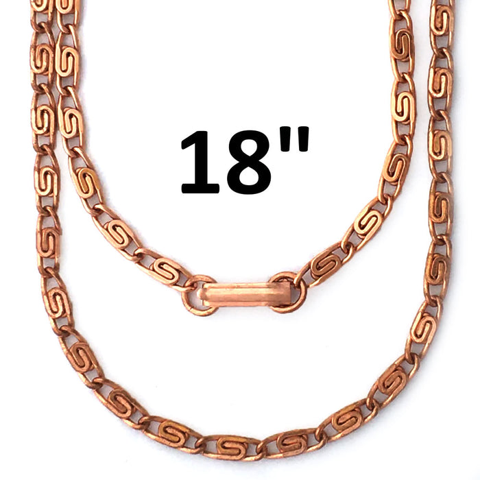 2 Pure Copper Necklace Set Celtic Scroll Link 18" 24" Solid Jewelry Fine Chain