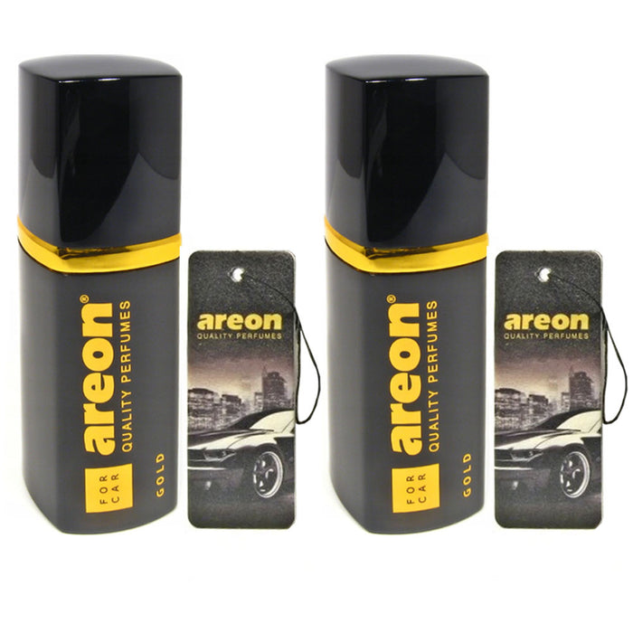 2 Areon Premium Air Freshener Gold Scent Luxury Car Perfume Long Lasting 50ml