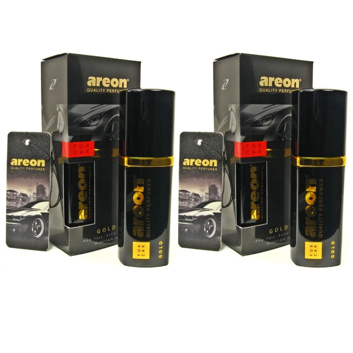 2 Areon Premium Air Freshener Gold Scent Luxury Car Perfume Long Lasting 50ml