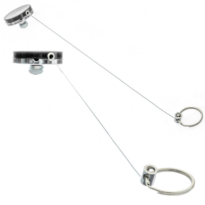 2Pc 1.5" Retractable Reel Key Ring Badge Keychain Chain Pull Metal Recoil Clip
