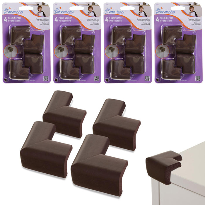 16 Child Proof Foam Corner Cushion Protect L-Shape Baby Safety Edge Guard Brown
