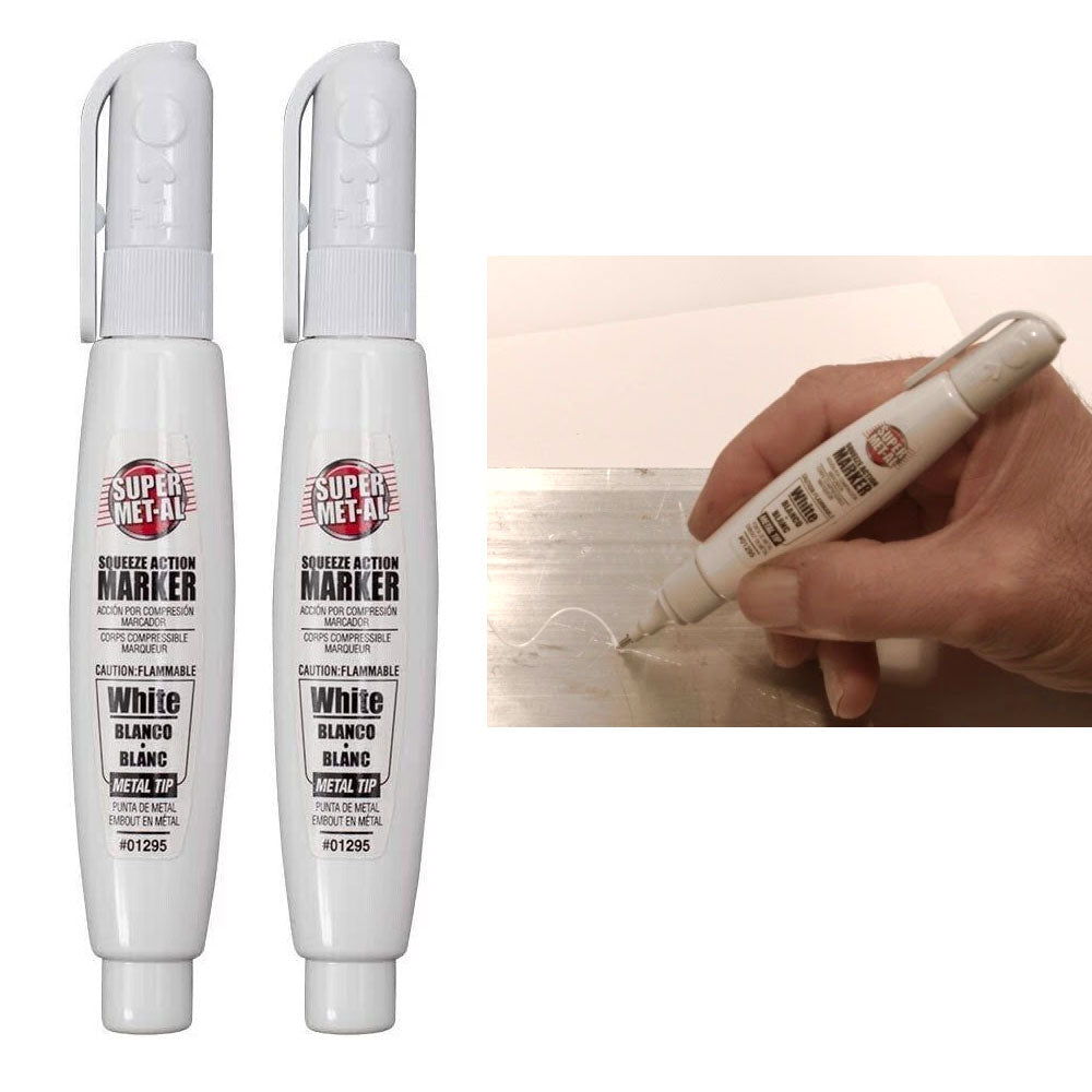 AllTopBargains 2 Multi Surface Pen Metal Tip White Paint Marker Steel Writer Marking Industrial