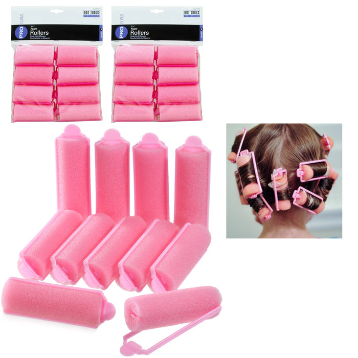 16 Medium Foam Hair Rollers Curls Waves Soft Cushion Curlers Care Styling