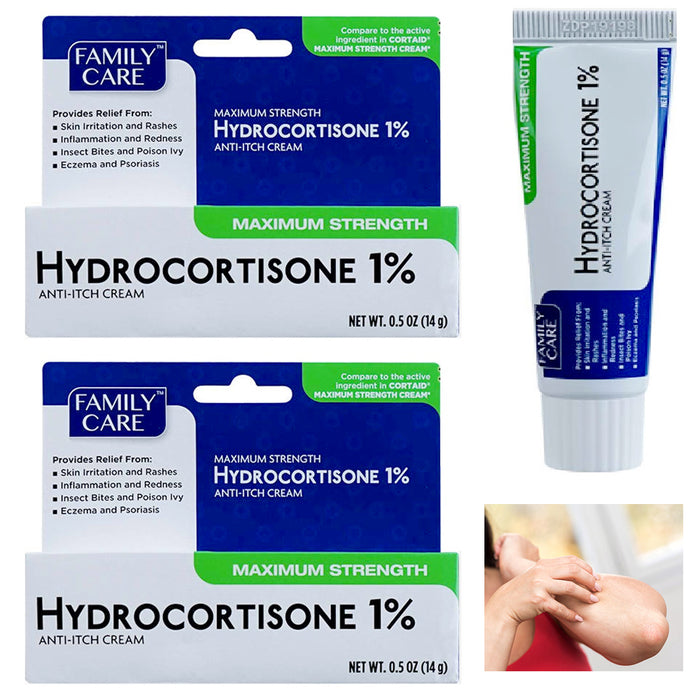 2 Hydrocortisone Cream Anti-Itch Skin Rash Itchiness Maximum Relief Insect Bites