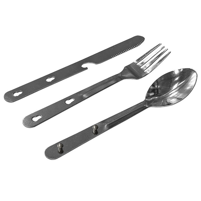 2 Sets 4 in 1 Eating Utensils Stainless Steel Camp Hiking Fork Knife Can Opener