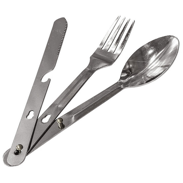 2 Sets Camping Cutlery 4 in 1 Eating Utensils Fork Knife Spoon Stainless Steel