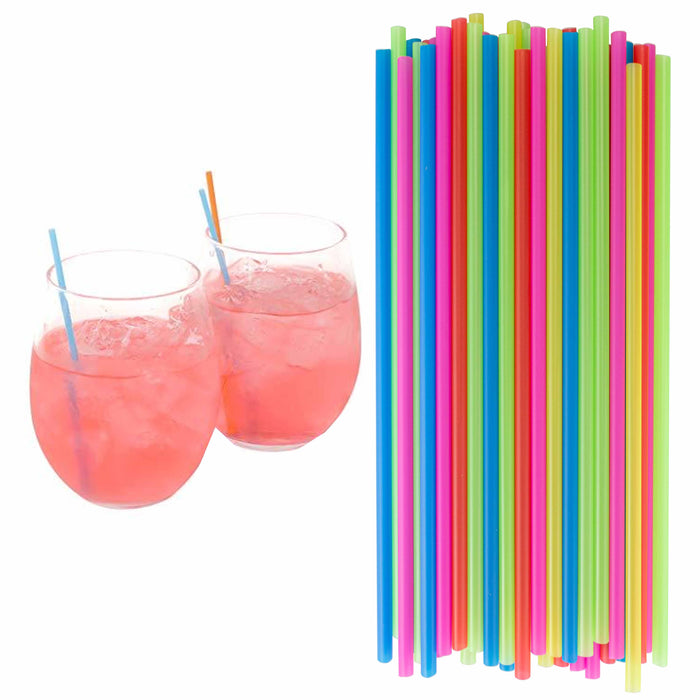 1000 Neon Cocktail Party Mix Drinks Sticks Stirrers Straws 7.5" Coffee Stir Sip