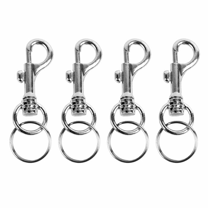 4 Pc Large Silver Spring Clip Metal Snap Hook Key Ring Lobster Clasp Keychain
