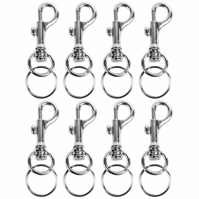 ATB 8 x Heavy Duty Key Ring Large Spring Clip Metal Snap Hook Lobster Clasp Keychain