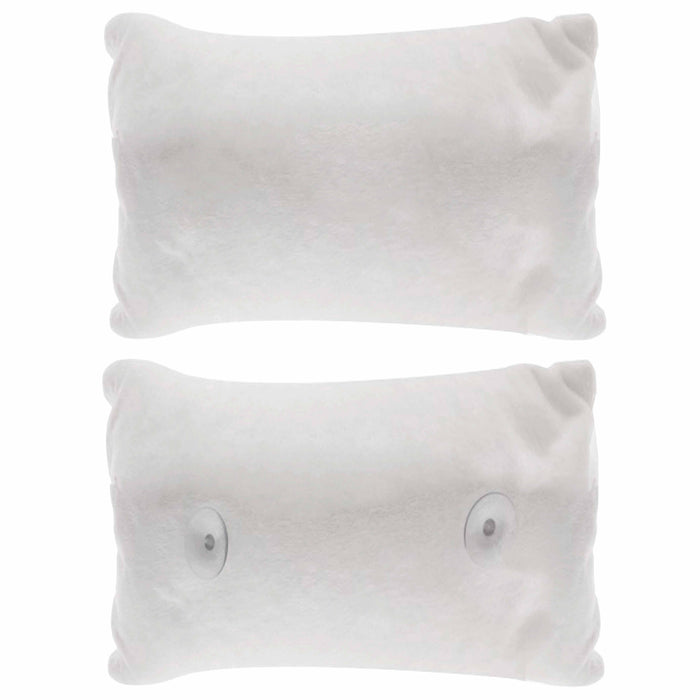 2 Pc Non-Slip Microfiber Spa Bath Pillow Bathtub Suction Soft Neck Support White