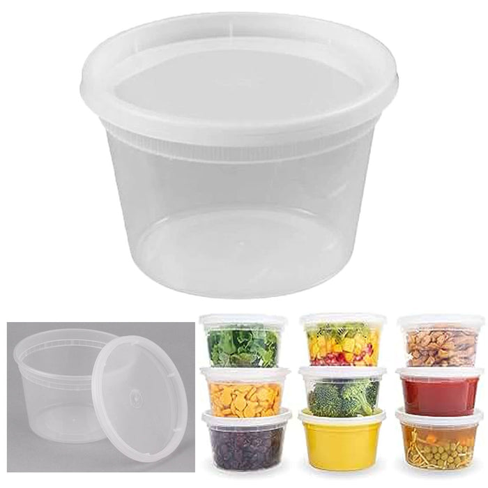 96 Ct Clear Food Storage Deli Containers w/ Lids 16oz BPA-Free Plastic Meal Prep