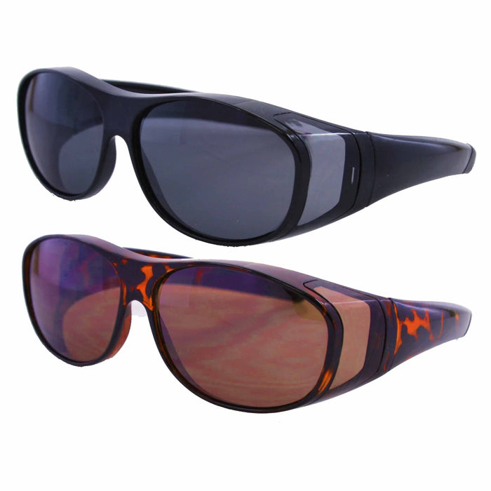 2 Pc Polarized Cover Fit Over Sunglasses Eyewear Rx Glasses Anti Glare Medium