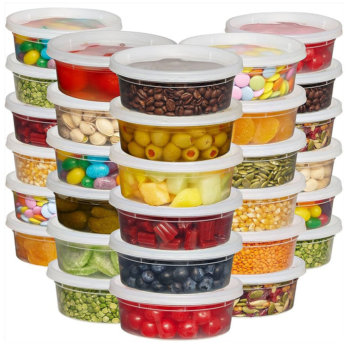 48 Ct 8oz Deli Containers w/ Lids Portion Control Meal Prep Food Storage Clear