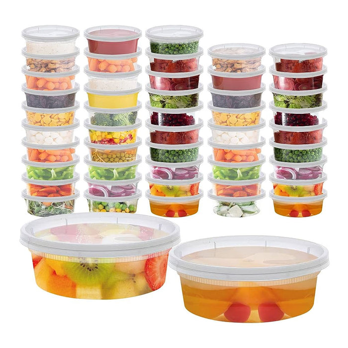 Deli Food Containers with Lids - (48 Sets) 24 - 32 Oz Quart Size & 24 - 16  Oz Pint Size Airtight Food Storage Takeout Meal Prep Containers with 54