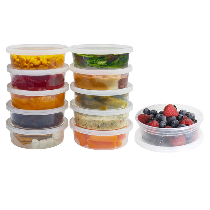 24 Ct Deli Containers w/ Lids 8oz Leakproof Plastic Meal Prep Clear Food Storage