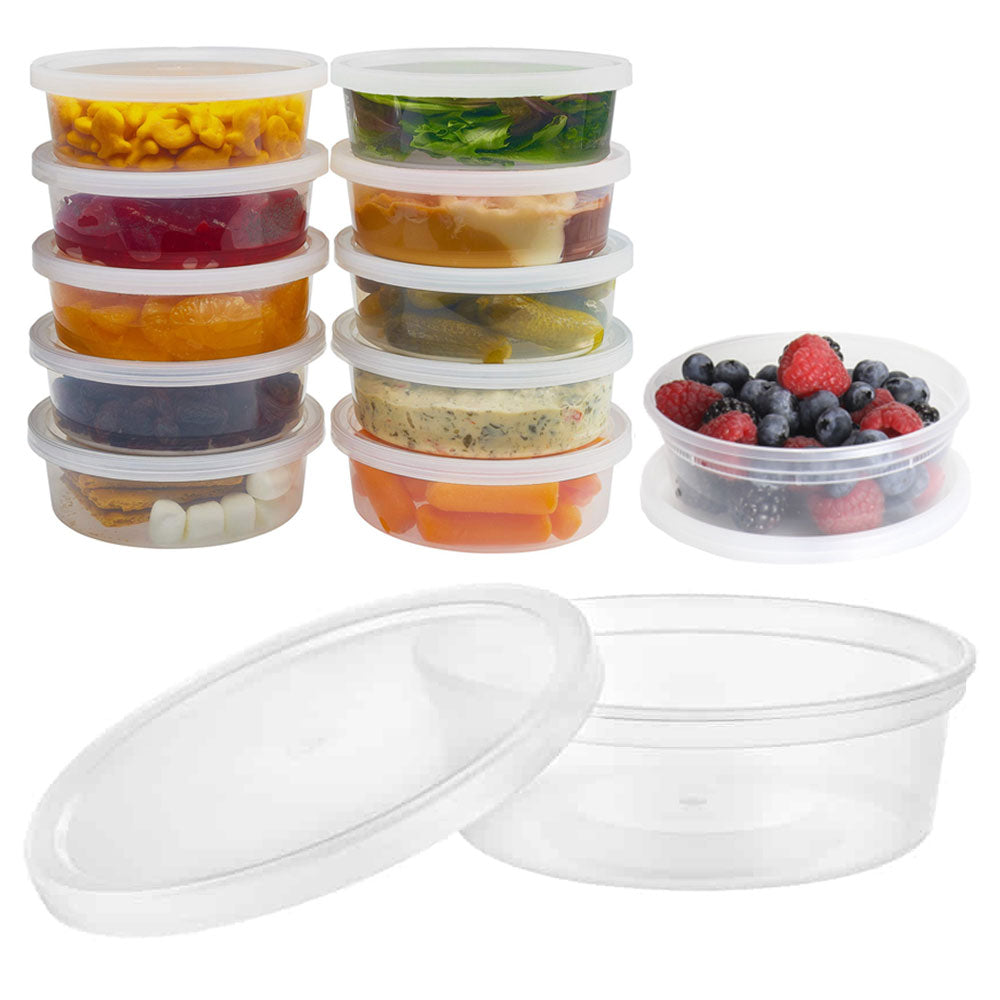 48 Ct 8oz Deli Containers w/ Lids Portion Control Meal Prep Food